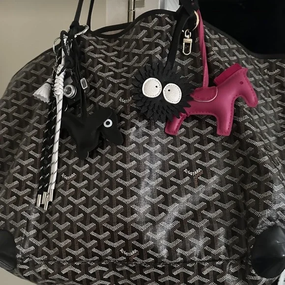 NEW Bag Charm Soot Sprite Dust Bunny Black Leather Keychain Eyes Spirited Away - Picture 9 of 13